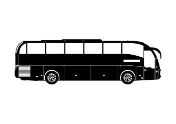 Coach silhouette. Side view of tourist coach. Flat vector.