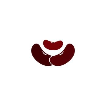 Red kidney beans template logo vector icon illustration design  
