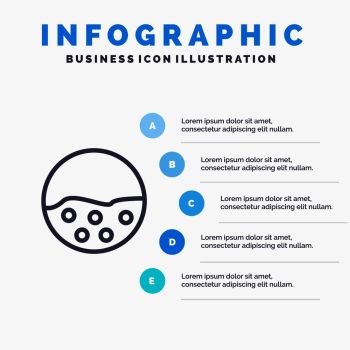 Pigment, Skin, Skin Care, Skin, Skin Protection Line icon with 5 steps presentation infographics Background