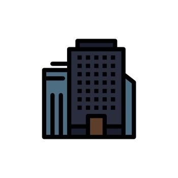Office, Building, Job  Flat Color Icon. Vector icon banner Template