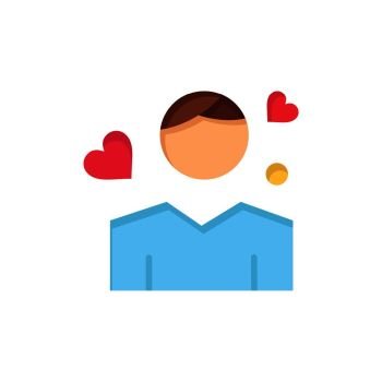 Man, Boy, Avatar, Person, Heart  Flat Color Icon. Vector icon banner Template