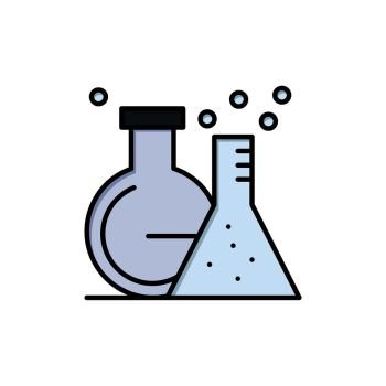 Flask, Lab, Tube, Test  Flat Color Icon. Vector icon banner Template