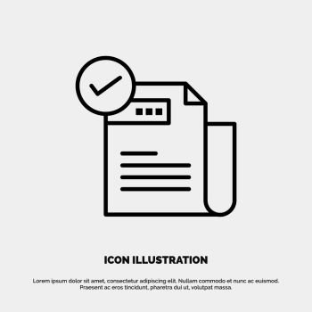 Check, Checklist, Feature, Featured, Features,  Line Icon Vector