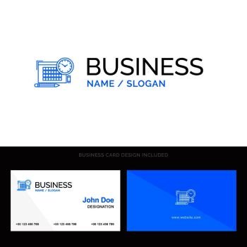 Time, File, Pen, Focus Blue Business logo and Business Card Template. Front and Back Design