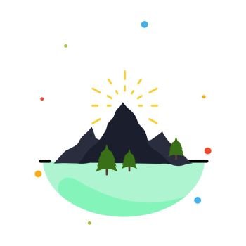 hill, landscape, nature, mountain, fireworks Flat Color Icon Vector