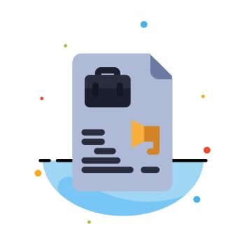 File, Document, Job, Bag Abstract Flat Color Icon Template