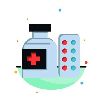 Medical, Medicine, Pills, Hospital Abstract Flat Color Icon Template