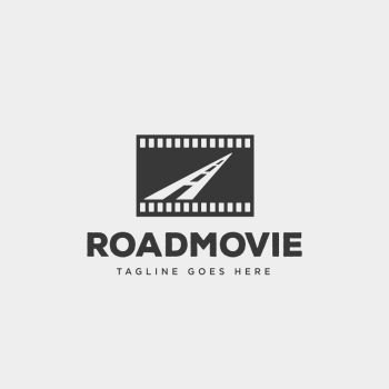 road movie or cinema negative logo template vector illustration icon element isolated - vector file. road movie or cinema negative logo template vector illustration icon element isolated
