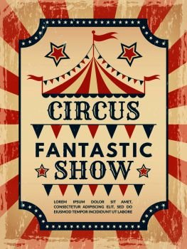 Retro poster. Invitation for circus magic show. Invitation poster circus event. Vector illustration. Retro poster. Invitation for circus magic show
