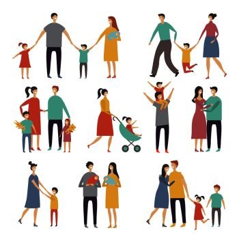 Mother father and childrens. Illustrations of happy family. Pictures of lifestyle. Vector family father and mother, boy and girl. Mother father and childrens. Illustrations of happy family. Pictures of lifestyle