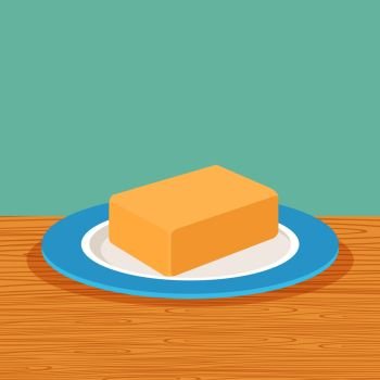 Fresh and natural farm butter on the table vector. Farm butter on the table