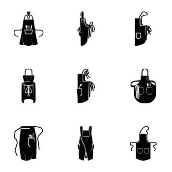 Kitchen apron icon set. Simple set of 9 kitchen apron vector icons for web design isolated on white background. Kitchen apron icon set, simple style