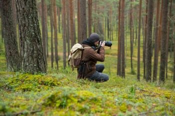 City Cesis, Latvia republic. The photographer is still photographing the forest landscape. 2. november.