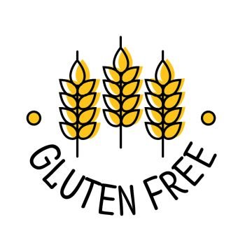 Gluten free product label icon with ears of wheat, template for food packaging, vector illustration. Gluten free product label icon with ears of wheat, template for food packaging, vector
