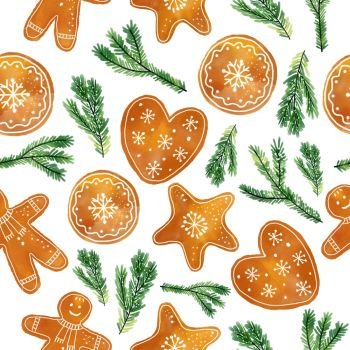 Christmas and New Year seamless pattern. Watercolor candy.. Christmas and New Year seamless pattern. Endless texture for wallpaper, web page background, wrapping paper and etc. Watercolor candy.
