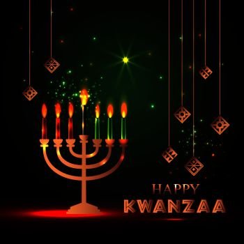 Vector Banner for Kwanzaa with traditional candles.. Banner for Kwanzaa with traditional colored and candles representing the Seven Principles or Nguzo Saba .