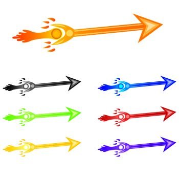 Mystic Magic Arrows isolated on a white background for Your Design, Game, Card. Wizard Skills. Vector illustration.