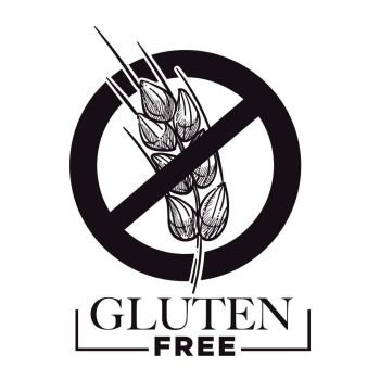Gluten free products, poster with wheat vector. Monochrome sketch outline with crop, dietary healthy nutrition. Organic meal, sensitivity to ingredients, control of healthcare, eating restrictions. Gluten free products, poster with wheat vector.