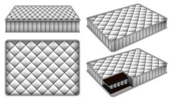 Mattress bedding bed mockup set. Realistic illustration of 4 mattress bedding bed mockups for web. Mattress bedding bed mockup set, realistic style