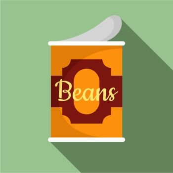 Beans tin can icon. Flat illustration of beans tin can vector icon for web design. Beans tin can icon, flat style