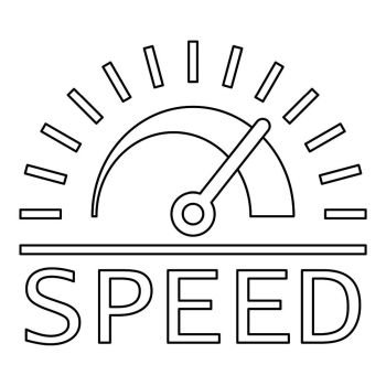 Speed dashboard logo. Outline speed dashboard vector logo for web design isolated on white background. Speed dashboard logo, outline style