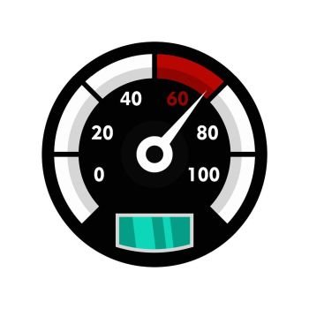Motor bike speedometer icon. Flat illustration of motor bike speedometer vector icon for web isolated on white. Motor bike speedometer icon, flat style