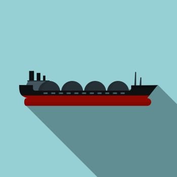 Petrol tanker ship icon. Flat illustration of petrol tanker ship vector icon for web design. Petrol tanker ship icon, flat style