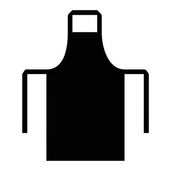 Black apron mockup. Realistic illustration of black apron vector mockup for web design isolated on white background. Black apron mockup, realistic style