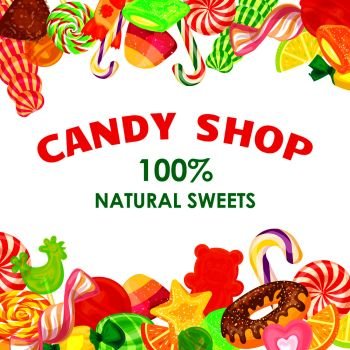 Candy shop concept background. Cartoon illustration of candy shop vector concept background for web design. Candy shop concept background, cartoon style