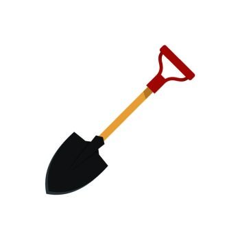 Farm shovel icon. Flat illustration of farm shovel vector icon for web design. Farm shovel icon, flat style