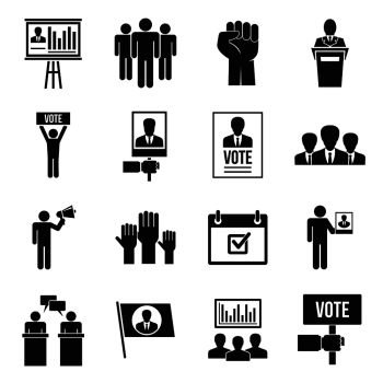 Political meeting icon set. Simple set of political meeting vector icons for web design on white background. Political meeting icon set, simple style