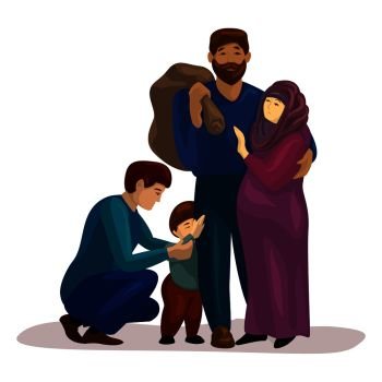 Migrant family escape icon. Cartoon of migrant family escape vector icon for web design isolated on white background. Migrant family escape icon, cartoon style