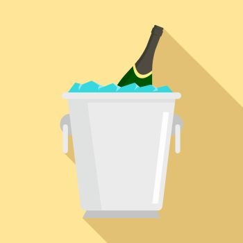 Champagne ice bucket icon. Flat illustration of champagne ice bucket vector icon for web design. Champagne ice bucket icon, flat style