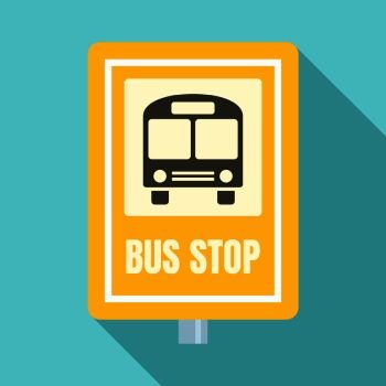 School bus stop sign icon. Flat illustration of school bus stop sign vector icon for web design. School bus stop sign icon, flat style