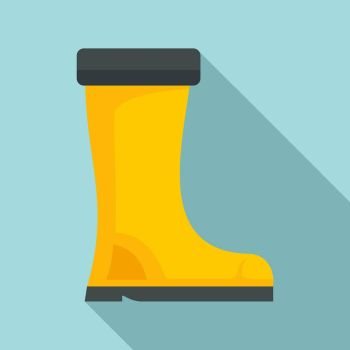 Rubber boot icon. Flat illustration of rubber boot vector icon for web design. Rubber boot on, flat style