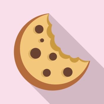 Bitten cookie icon. Flat illustration of bitten cookie vector icon for web design. Bitten cookie icon, flat style