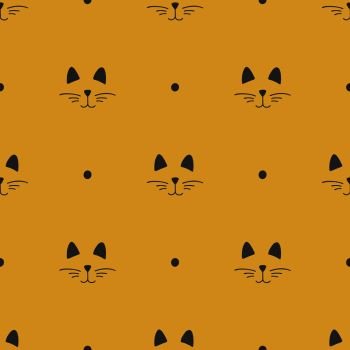 Bohemianl hand drawn pattern, ethnic pattern. Boho seamless texture. Ethnic background with cats. Wallpaper for pattern fills, web page. Bohemianl hand drawn pattern