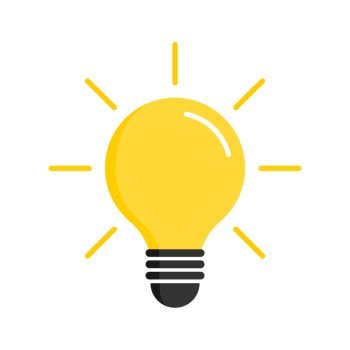 Light bulb icon. Light bulb vector icon. Idea icon. Lamp concept. Light bulb, isolated on white background in modern simple flat design. Vector illustration