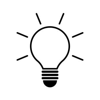 Icon Light Bulb, isolated on white background. Idea icon. Lamp concept. Light bulb vector icon in modern simple line style for web design. Light bulb black icon. Vector illustration