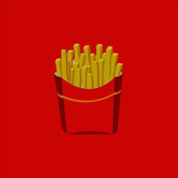 Illustration potato fry fastfood red background vector food. Illustration potato fry fastfood red background vector