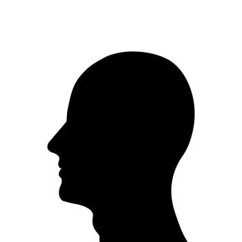 Head man icon. Isolated vector illustration. Men head silhouette male profile. Black silhouette. Man boy icon. Person illustration. EPS 10