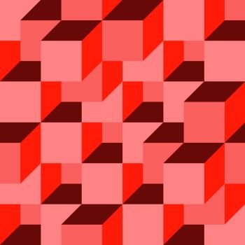 Isometric cubes seamless pattern. Shades of red. Isometric cubes seamless pattern. Shades of red.