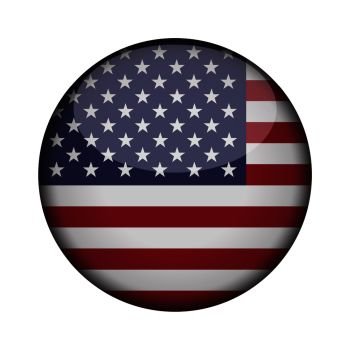 united states of america Flag in glossy round button of icon. united states of america emblem isolated on white background. National concept sign. Independence Day. Vector illustration.