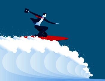 illustration of businessmen surfing. Concept business. Vector