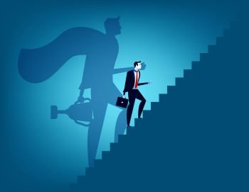Businessman and stairway to success. Concept business vector illustration.