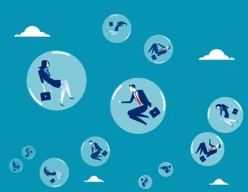 Business people inside of floating and bubbles. Concept business vector illustration.