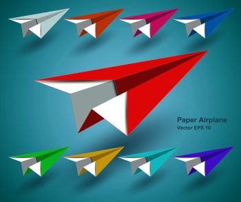 paper airplane colourful icon - vector EPS10