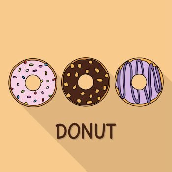 Set of sweet donuts.Vector cartoon style
