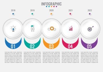 Business infographic template with 5 options circular shape, Abstract elements diagram , parts or processes and business flat icon, Vector business template for presentation.Creative concept for infographic.