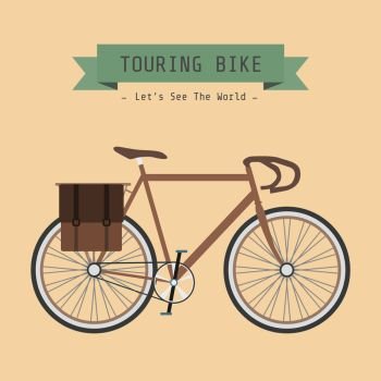 vintage touring bicycle, pastel style